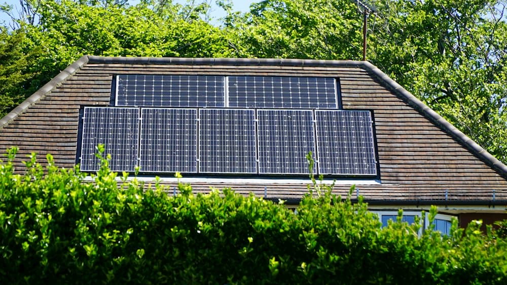 Rooftop solar panels on a house